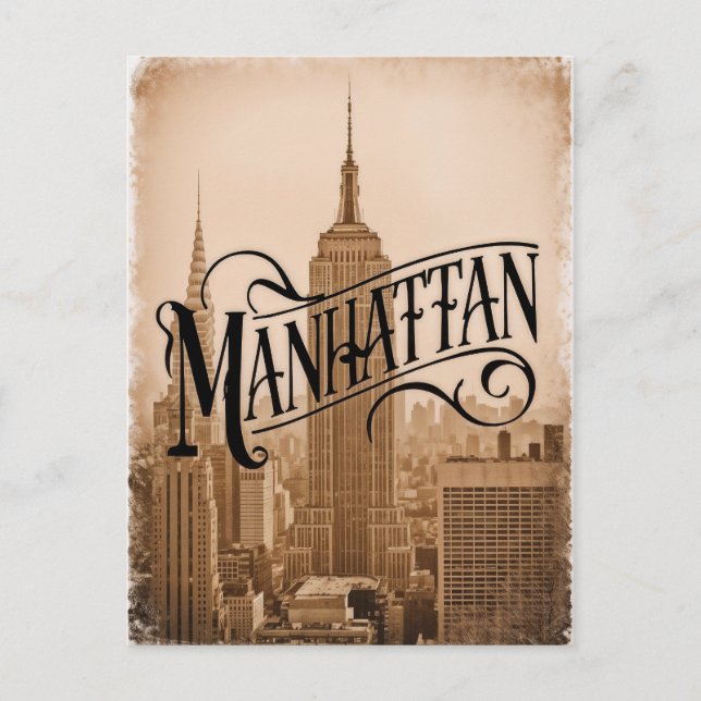 Manhattan NYC Vintag Postkarte (Vorderseite)