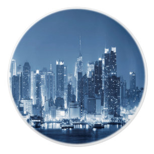 Manhattan Panoramic Night Skyline New York City Keramikknauf