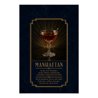Manhattan-Rezeptposter | Bar-Kunst Poster