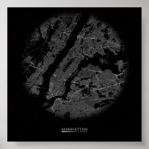 Manhattan Road Map Poster