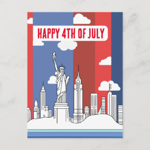 Manhattan-Silhouette und Freiheitsstatue 4. Juli Postkarte