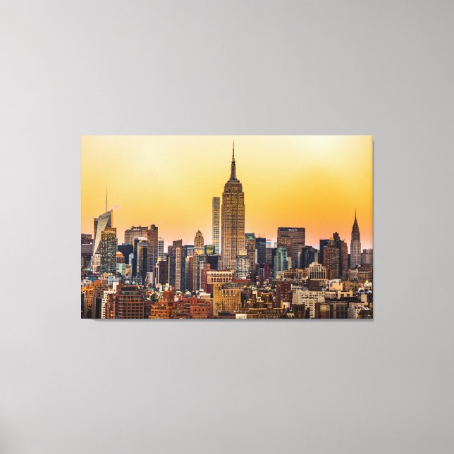 MANHATTAN SKYLINE AT SUNSET, NEW YORK, USA LEINWANDDRUCK (Vorderseite)