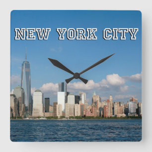 Manhattan Skyline New York City USA Quadratische Wanduhr