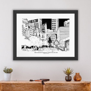 Manhattan-Skyline Urban Travel Sketch Poster