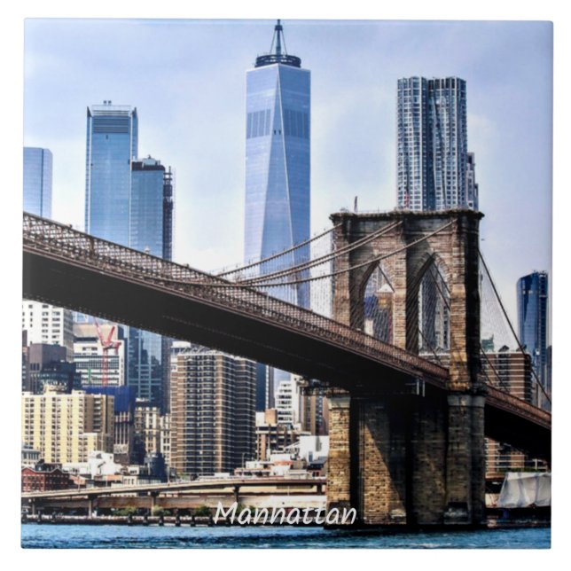 Manhattan, Stadtbild mit Wolkenkratzern Fliese (Vorderseite)