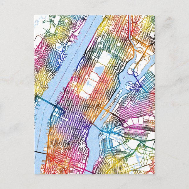 Manhattan USA City Map Postkarte (Vorderseite)