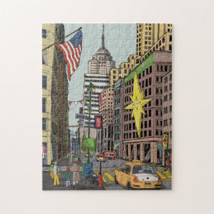 Manhattan Winter New York Weihnachts-Illustration