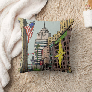 Manhattan Winter New York Weihnachts-Illustration Kissen