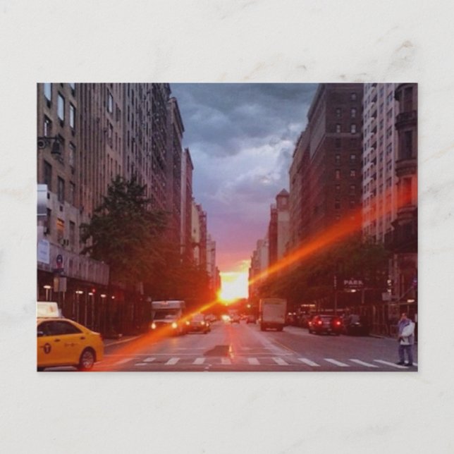 Manhattanhenge (Manhattan bei Sunset) New York NYC Postkarte (Vorderseite)