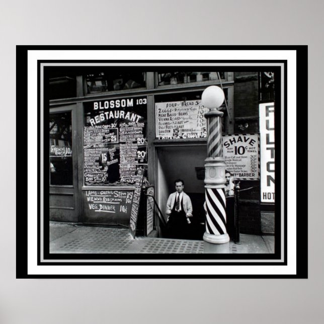 Manhatten Barber Shop Restaurant Poster 16 x 20 (Vorne)