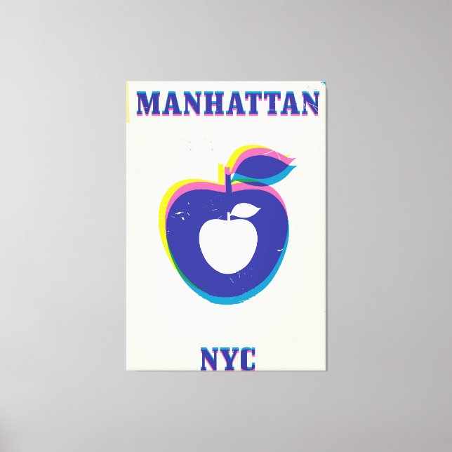 Manhatten NYC Vintag "Big Apple" Travel Poster Leinwanddruck (Vorderseite)