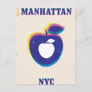 Manhatten NYC Vintag "Big Apple" Travel Poster Postkarte