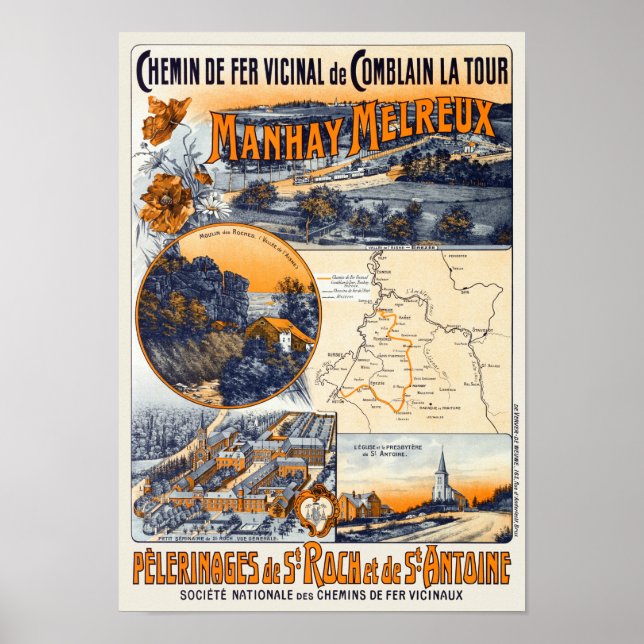Manhay Melreux Belgium Vintage Poster der 20er Jah (Vorne)