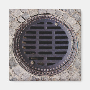Manhole-Abdeckung und Cobblestone-Straße-Magnet Magnet