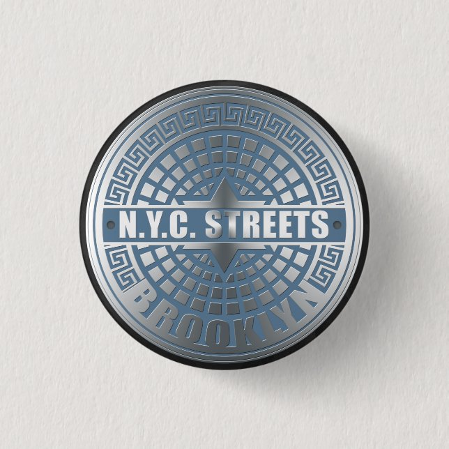 Manhole Cover Brooklyn Blue Button (Vorderseite)