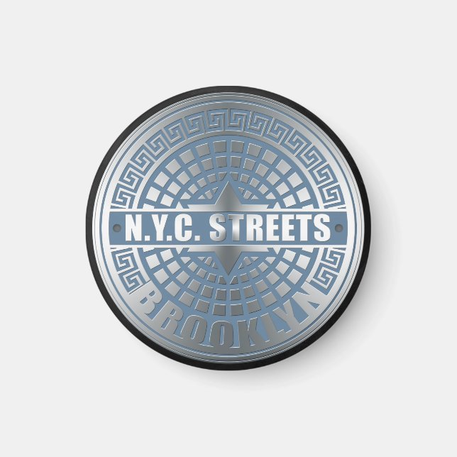 Manhole Cover Brooklyn Blue Magnet (Vorne)