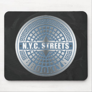 Manhole Cover Brooklyn Blue Mousepad