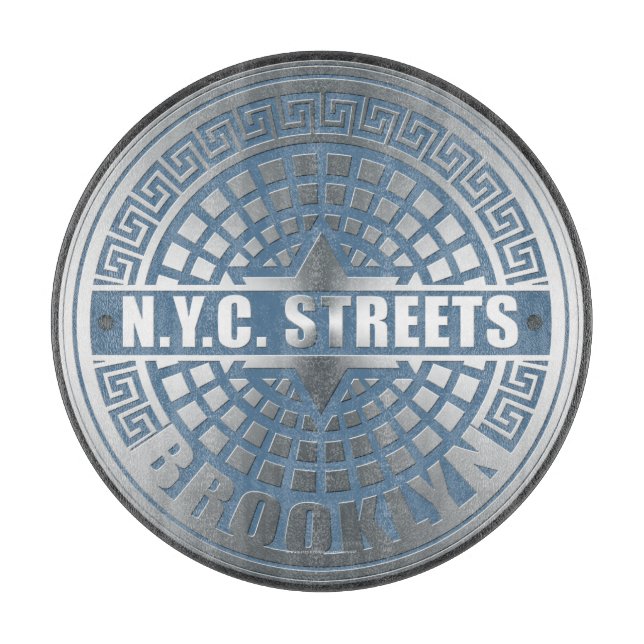 Manhole Cover Brooklyn Blue Schneidebrett (Vorderseite)