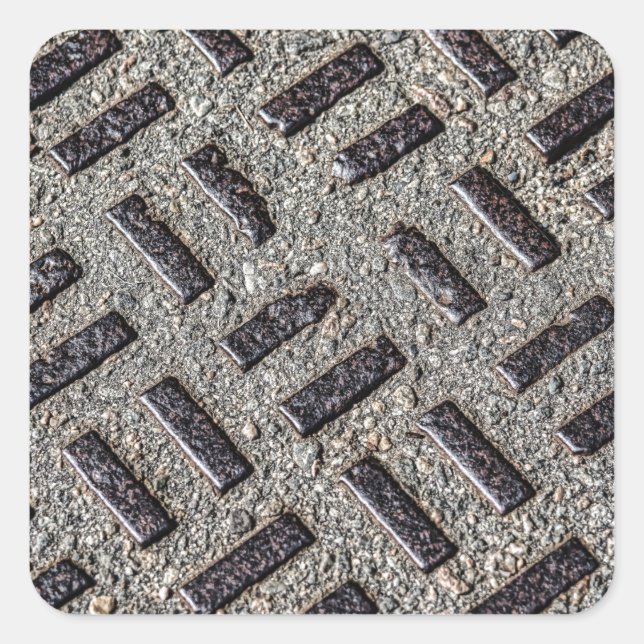 Manhole Cover Quadratischer Aufkleber (Vorderseite)