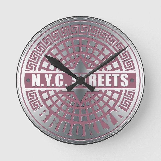 Manhole Covers Brooklyn Runde Wanduhr (Vorderseite)