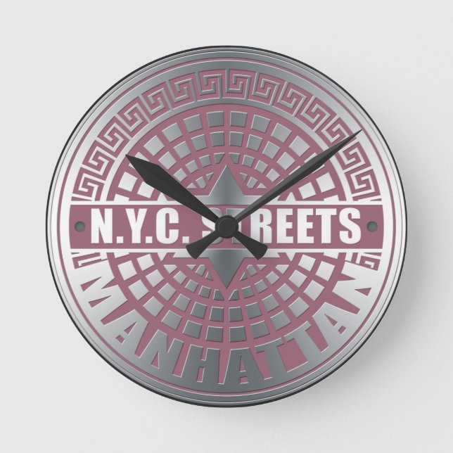 Manhole Covers Manhattan Runde Wanduhr (Vorderseite)