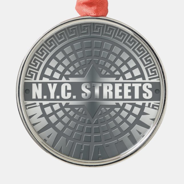 Manhole Covers Manhattan Silbernes Ornament (Vorne)