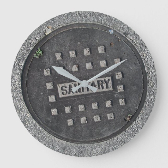 Manhole Kanalisationsabdeckung - Spaß rund um die  Große Wanduhr (Vorderseite)