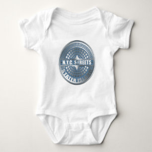 Manhole Staten Island Blue Baby Strampler