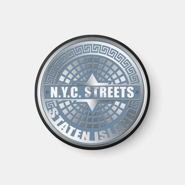 Manhole Staten Island Blue Magnet (Vorne)