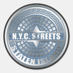 Manhole Staten Island Blue Runder Aufkleber