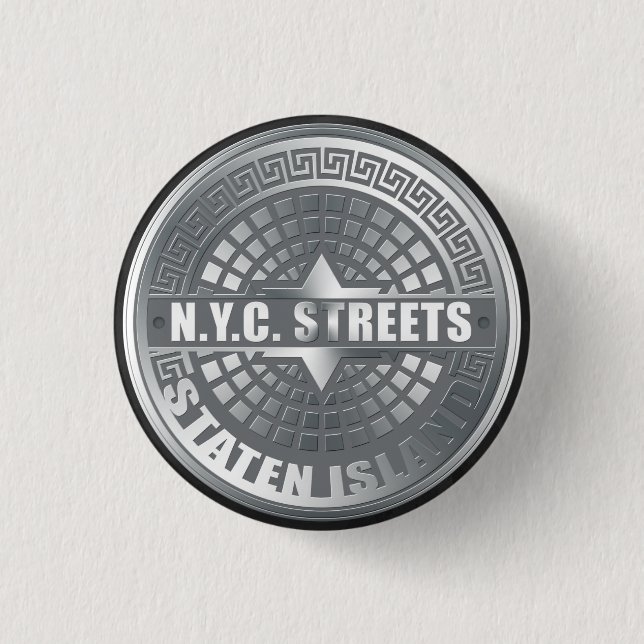 Manhole Staten Island Gray Button (Vorderseite)