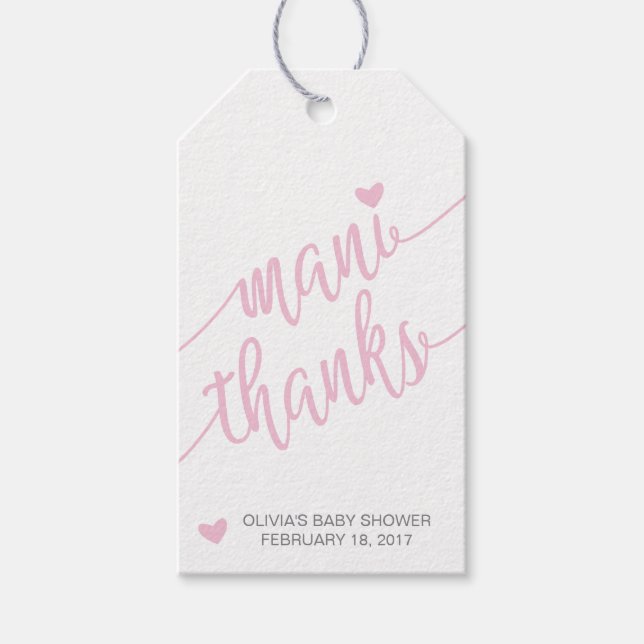 Mani Danke Baby Dusche Danke Tag, Pink Geschenkanhänger (Vorderseite)
