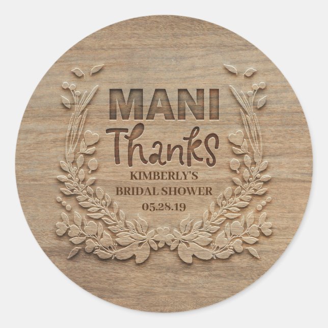Mani Danke - Rustic Vielen Dank Runder Aufkleber (Vorderseite)