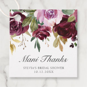 Mani dankt Moody Plum Floral Brautparty Geschenkanhänger