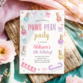 Mani-Pedi Party Manicure and Pedicure Bow Birthday Einladung