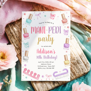 Mani-Pedi-Party Maniküre und Pediküre Schleife Geb Einladung