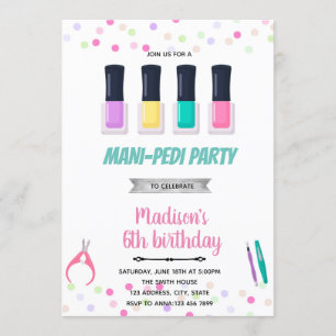Mani Pedi Spa-Schlaf Geburtstag Einladung