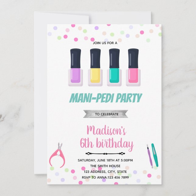 Mani pedi Wellness-Center schlummern Geburtstag Einladung (Vorderseite)