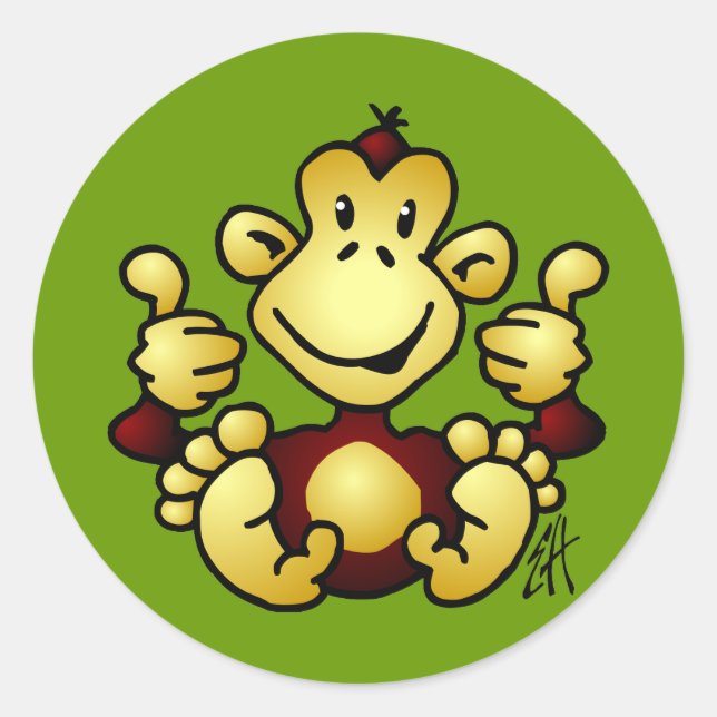 Manic Monkey Runder Aufkleber (Vorderseite)