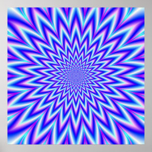 Manic Star in Blau Rosa und Weiß Poster