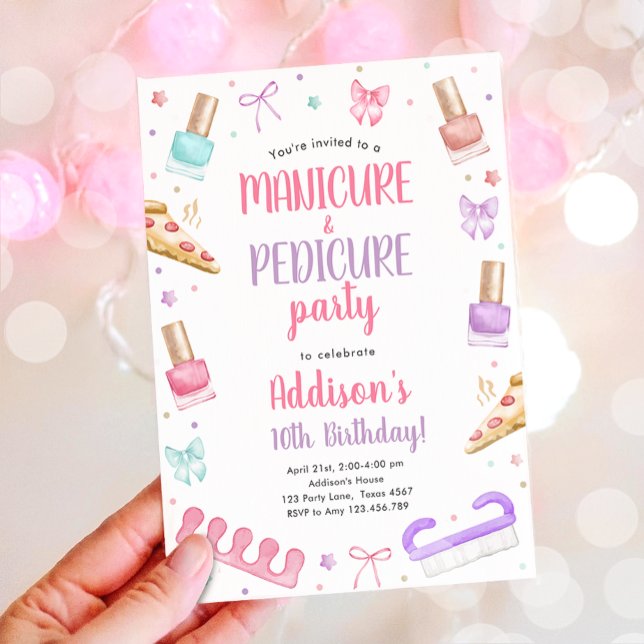 Manicure and Pedicure Bow Mani-Pedi Party Birthday Einladung (Von Creator hochgeladen)