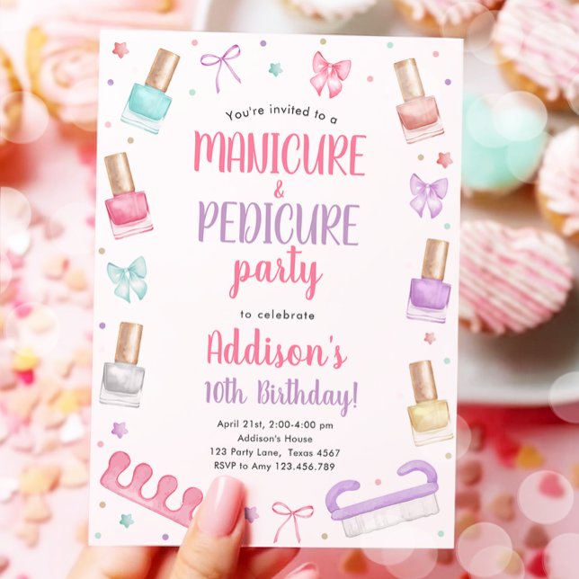 Manicure and Pedicure Bow Mani-Pedi Party Birthday Einladung (Von Creator hochgeladen)