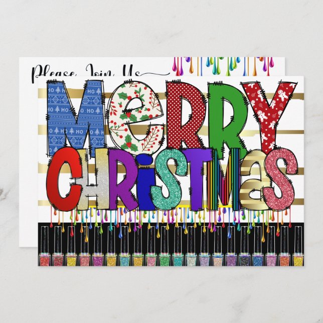 Manicure Nail Art Einladung (Vorne/Hinten)