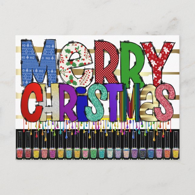 Manicure Nail Art Weihnachten Postkarte (Vorderseite)