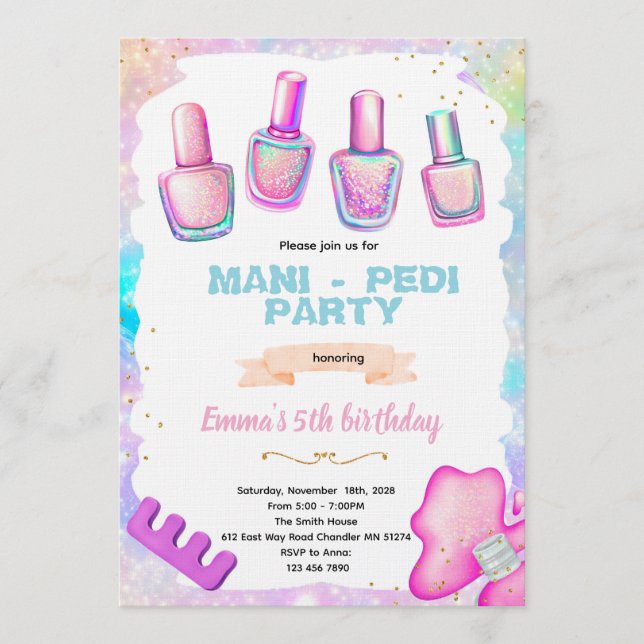 Manicure pedicure spa party invitation einladung (Vorderseite)