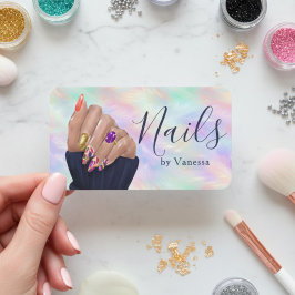 Manicurist Nail Artist Stylish Iridescent Opal Visitenkarte