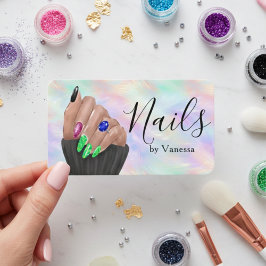 Manicurist Nail Artist Stylish Opal Iridescent  Visitenkarte