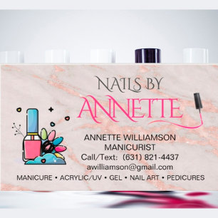 Manicurist Nail Technician Blush Rose Marble Visitenkarte