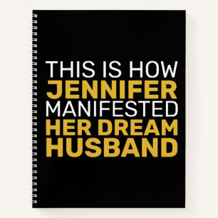 Manifest Dein Traumhusband Schwarz-weiß Notizbuch