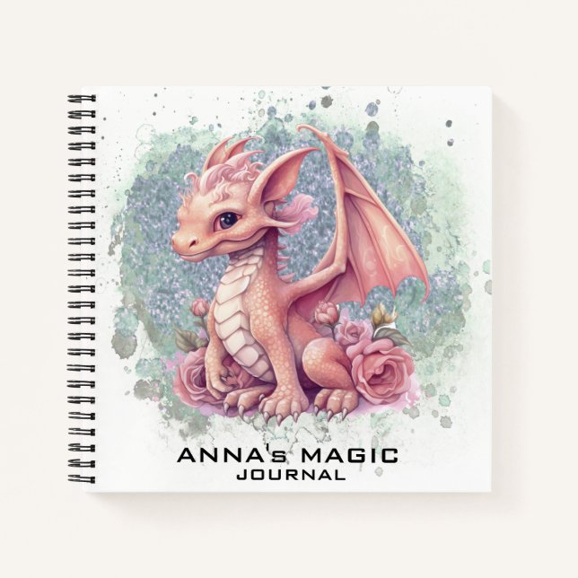 *~* Manifest Law Attraction Niedlich Baby Dragon A Notizbuch (Vorderseite)
